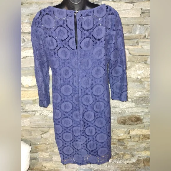 Trina Turk lined blue lace dress size 4, see through lace top - Picture 2 of 9